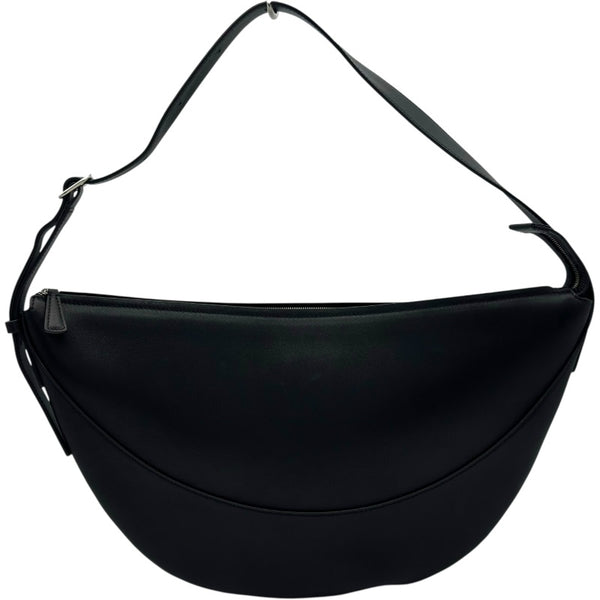 海外輸入品　THE ROW ブラック レザー ショルダーバッグ ザ ロウ The Row ショルダーバッグ ブラック シルバー金具 レザー