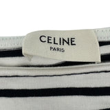 セリーヌ CELINE トリオンフ刺繍ボーダー長袖カットソー 2X404680D ホワイト/ブラック コットン レディース カットソー