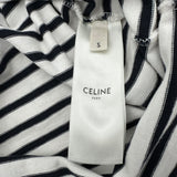 セリーヌ CELINE トリオンフ刺繍ボーダー長袖カットソー 2X404680D ホワイト/ブラック コットン レディース カットソー
