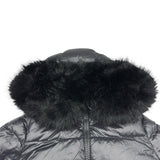 モンクレール MONCLER LAICHE ファー付ダウンジャケット ブラック ナイロン レディース ダウンジャケット