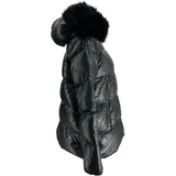 モンクレール MONCLER LAICHE ファー付ダウンジャケット ブラック ナイロン レディース ダウンジャケット