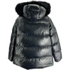 モンクレール MONCLER LAICHE ファー付ダウンジャケット ブラック ナイロン レディース ダウンジャケット