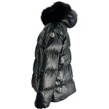 モンクレール MONCLER LAICHE ファー付ダウンジャケット ブラック ナイロン レディース ダウンジャケット