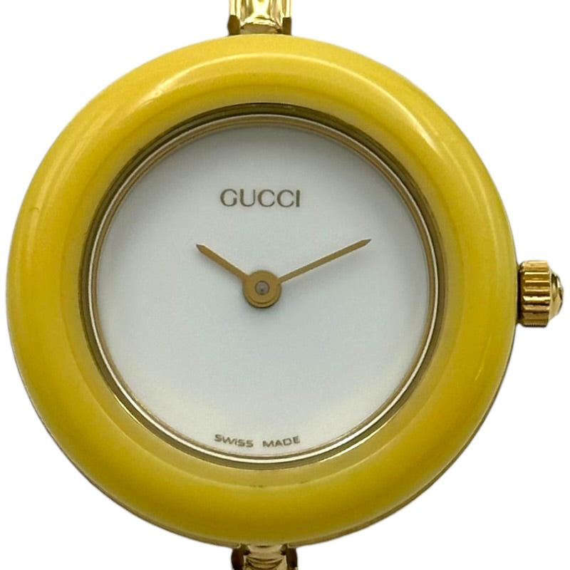 玲*）様 GUCCI チェンジベゼル レディース 腕時計 グッチ GUCCI チェンジベゼル 11/12.2 ホワイト ゴールドプレーテッド