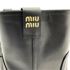 ミュウミュウ miu miu ロゴレザーショートブーツ 5U966D ブラック レザー レディース ブーツ