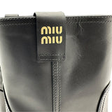 ミュウミュウ miu miu ロゴレザーショートブーツ 5U966D ブラック レザー レディース ブーツ