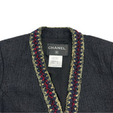 シャネル CHANEL ノーカラーツイードジャケット P38673 ブラック ツイード レディース ノーカラージャケット