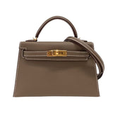 エルメス HERMES ミニケリー2 K刻 エトゥープ ゴールド金具 エプソン レディース ハンドバッグ ショルダーバッグ