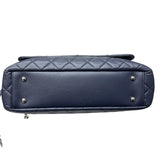 シャネル CHANEL マトラッセチェーントートバッグ ネイビー シルバー金具 ラムスキン レディース トートバッグ