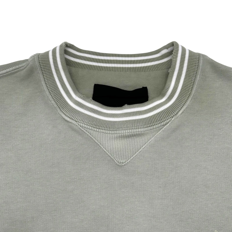プラダ　ビーズ付きトレーナー　グレー プラダ PRADA ダメージ加工スウェットシャツ UJL69B グリーン コットン