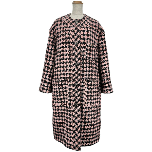 グッチ GUCCI ハウンドトゥースツイードロングコート 664249 ピンク
