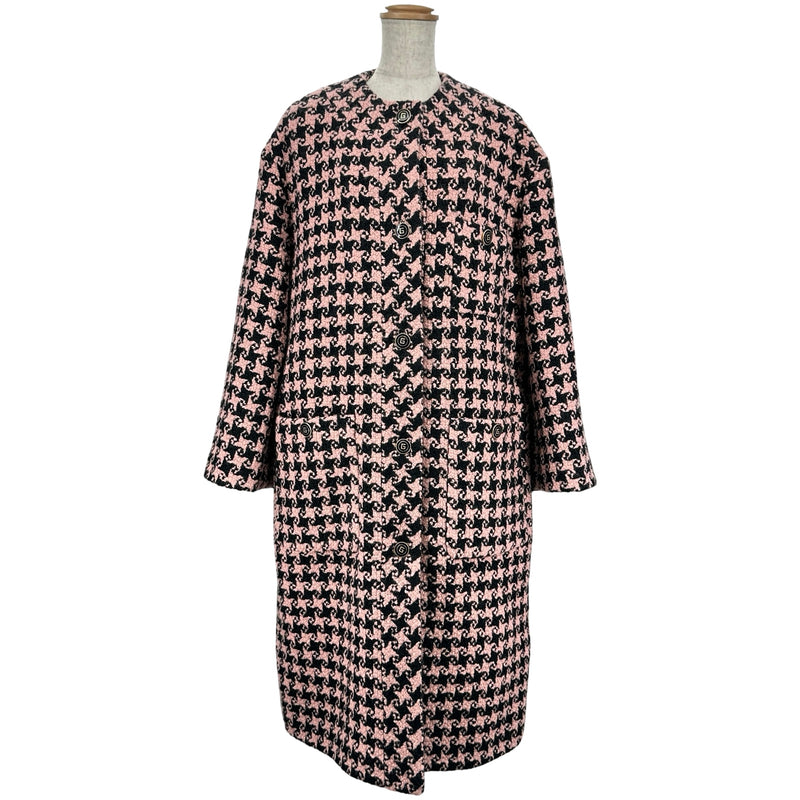 グッチ GUCCI ハウンドトゥースツイードロングコート 664249 ピンク
