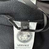 ヴェルサーチ VERSACE ロゴプリント切替ニットブルゾン 1012544 ブラック コットン/ウール メンズ ブルゾン