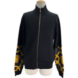 ヴェルサーチ VERSACE ロゴプリント切替ニットブルゾン 1012544 ブラック コットン/ウール メンズ ブルゾン