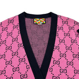 グッチ GUCCI GG総柄ニットカーディガン 662036 ピンク ウール メンズ カーディガン