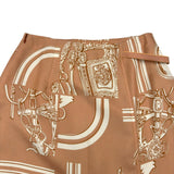 エルメス HERMES 総柄シルクスカート 4E0330DQ ピンク シルク レディース スカート