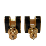 エルメス HERMES ポップH ピアス ブラック・GD エナメル・メタル アクセサリー