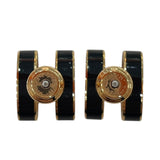 エルメス HERMES ポップH ピアス ブラック・GD エナメル・メタル アクセサリー