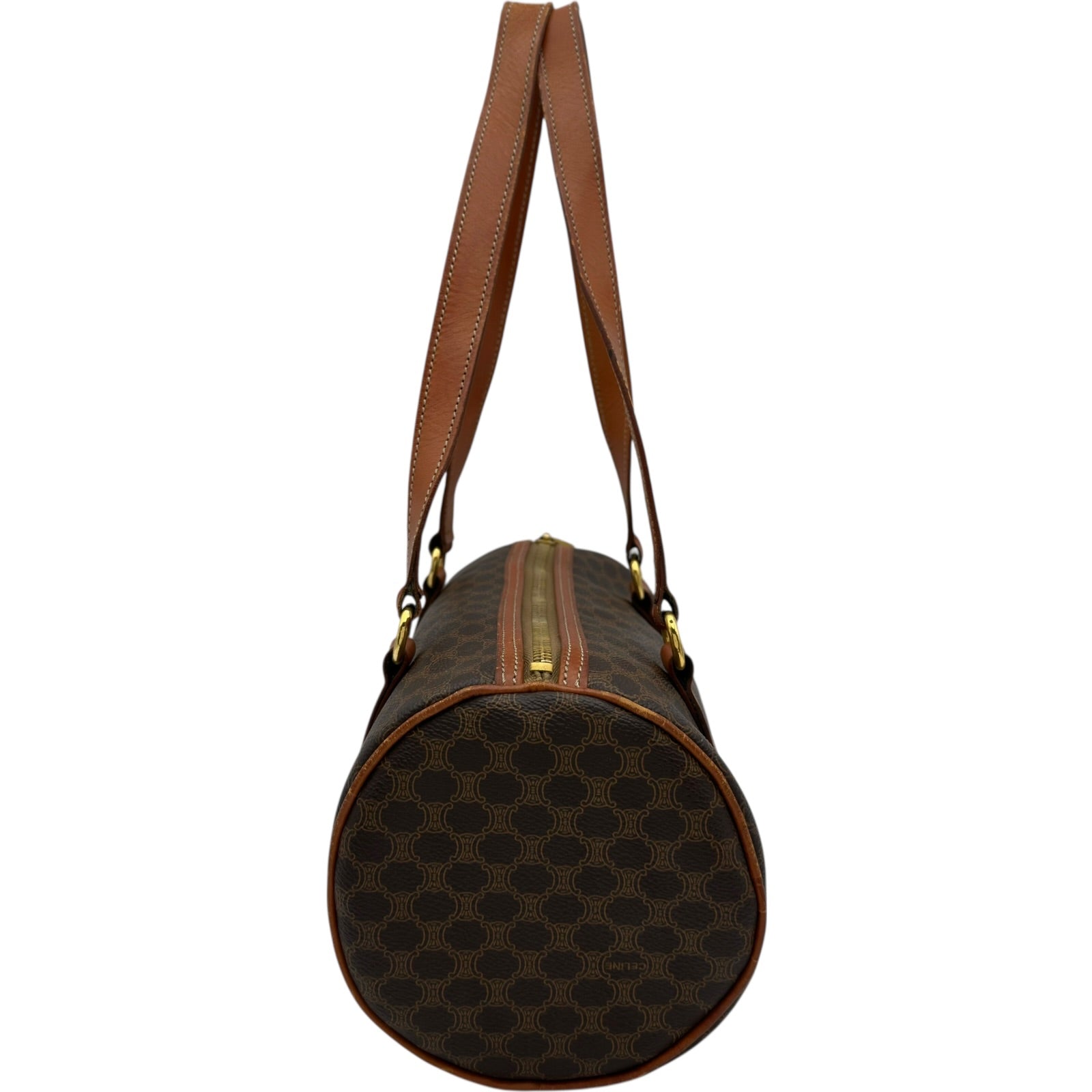 セリーヌ CELINE マカダムミニボストンバッグ ダークブラウン