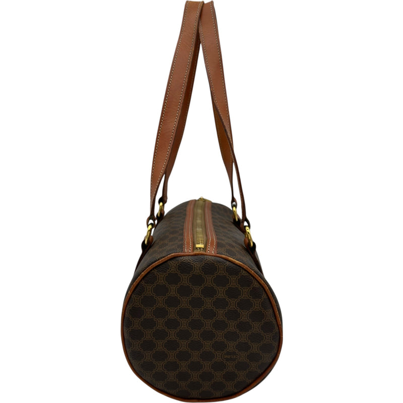 セリーヌ CELINE マカダムミニボストンバッグ ダークブラウン