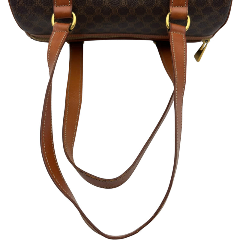 セリーヌ CELINE マカダムミニボストンバッグ ダークブラウン