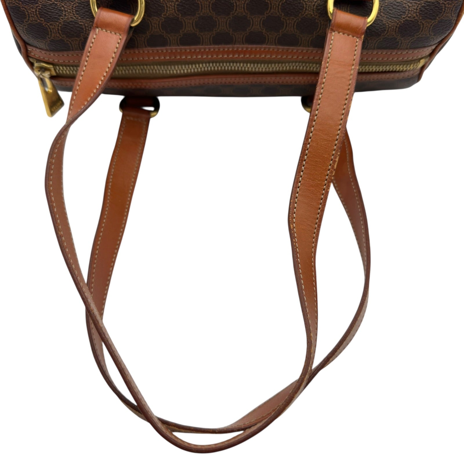セリーヌ CELINE マカダムミニボストンバッグ ダークブラウン