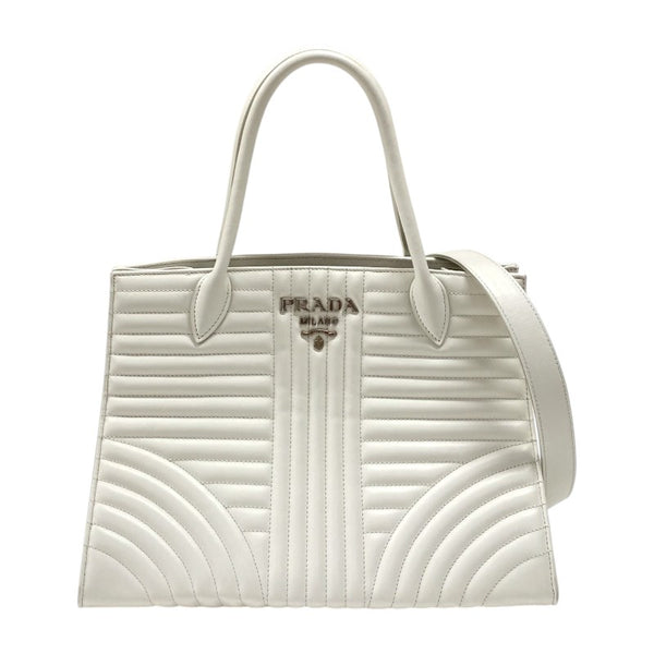 プラダ PRADA ダイアグラム ハンドバッグ 1BA165 ホワイト カーフ