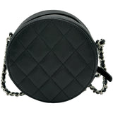 シャネル CHANEL ラウンド チェーンバッグ A70657 30番台 ブラック シルバー金具 キャビアスキン レディース ショルダーバッグ