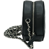 シャネル CHANEL ラウンド チェーンバッグ A70657 30番台 ブラック シルバー金具 キャビアスキン レディース ショルダーバッグ