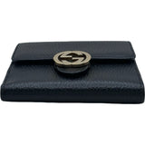 グッチ GUCCI インターロッキングG Wホック コンパクト財布 615525 ブラック ゴールド金具 レザー メンズ 二つ折り財布
