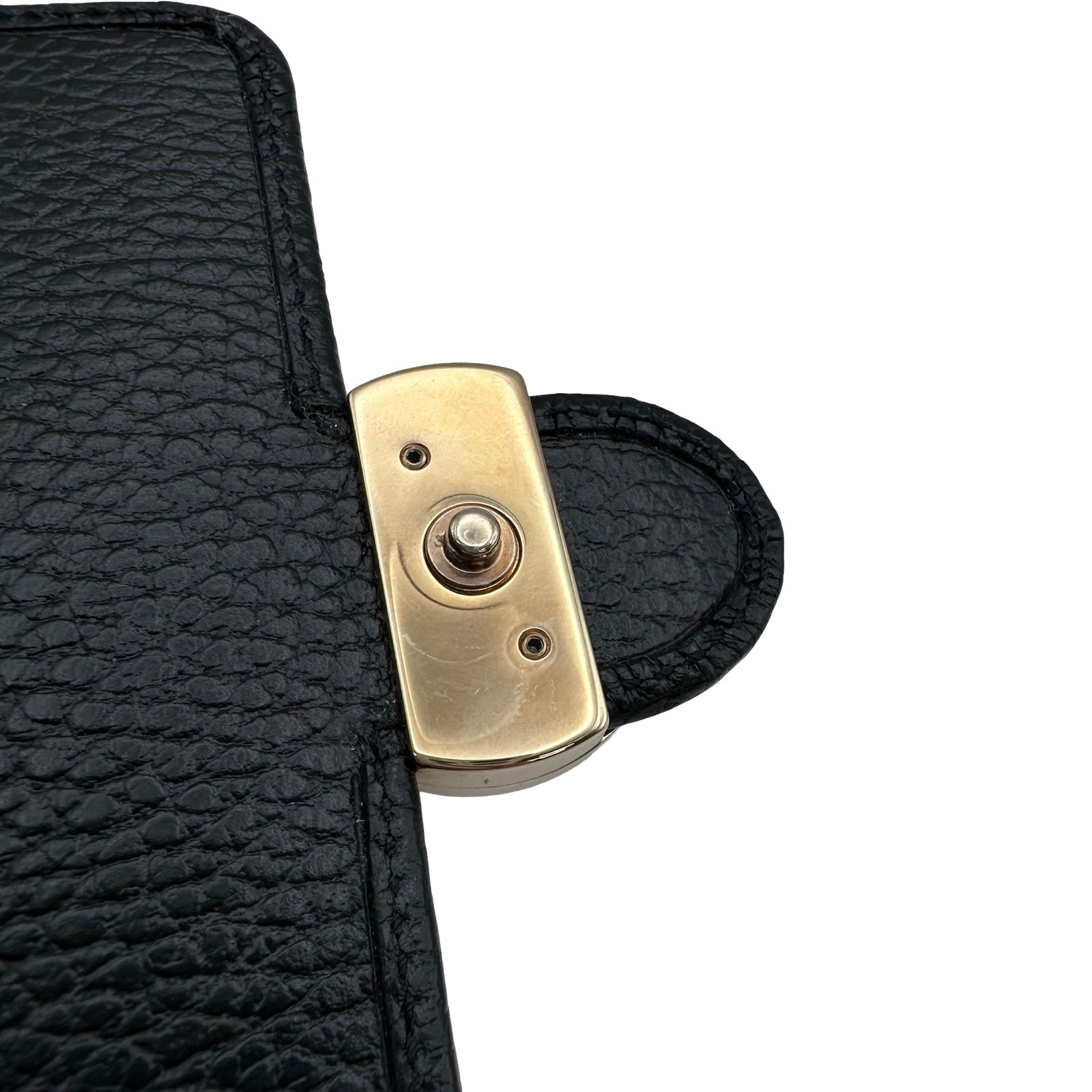 ◇美品◇グッチ　615525　コンパクト二つ折り財布　ゴールドGG金具　ブラック グッチ GUCCI インターロッキングG Wホック コンパクト財布 615525