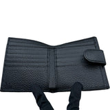 グッチ GUCCI インターロッキングG Wホック コンパクト財布 615525 ブラック ゴールド金具 レザー メンズ 二つ折り財布