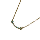 ティファニー TIFFANY＆CO Tスマイルネックレスミニ ホワイトゴールド Au750/ブルートパーズ ジュエリー