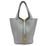 エルメス HERMES ピコタンロックPM B刻印　(2023年製) ブルーペール ゴールド金具 トリヨンクレマンス レディース ハンドバッグ