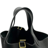 エルメス HERMES ピコタンロックPM U刻 ブラック ゴールド金具 トリヨン レディース ハンドバッグ