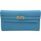 エルメス HERMES ケリーロングウォレット C刻印 セレスト シルバー金具 エプソン レディース 長財布