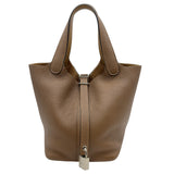 エルメス HERMES ピコタンロックPM エクラ Z刻 アルザン/ビスキュイ/シルバー金具 トリヨン レディース ハンドバッグ