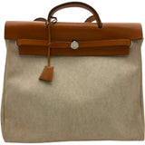 エルメス HERMES エールバッグMM □B刻 キャメル シルバー金具 トワル レディース ショルダーバッグ