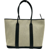 エルメス HERMES ガーデンジップMM □A刻 ブラック/アイボリー シルバー金具 トワル レディース トートバッグ