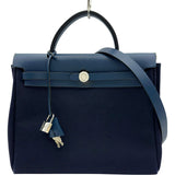 エルメス HERMES エールバッグPM □G刻 ネイビー シルバー金具 トワル レディース ショルダーバッグ