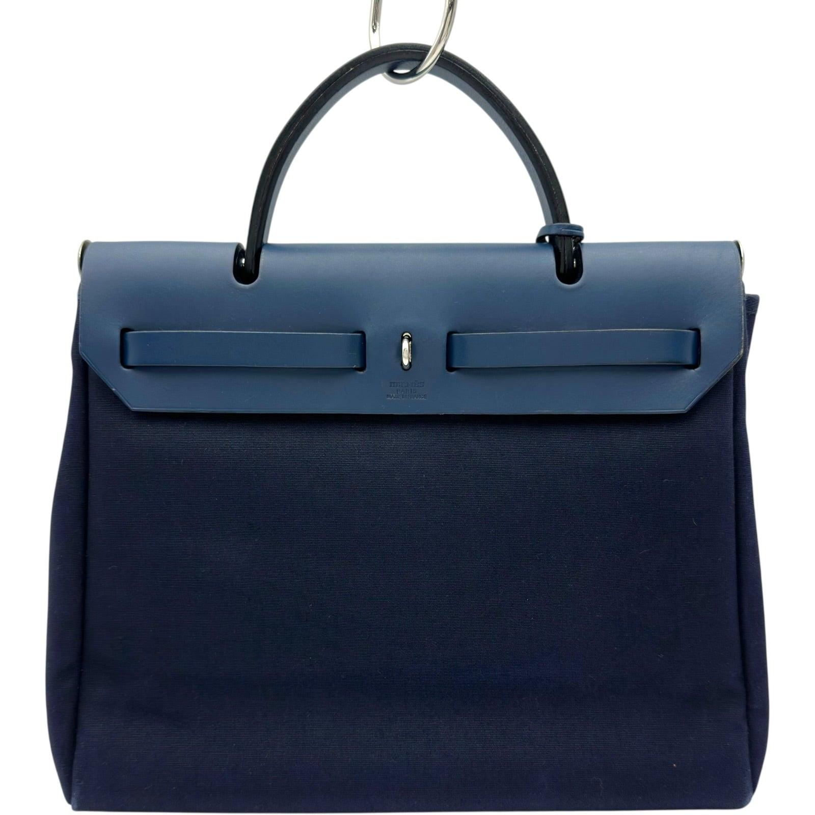 ✨HERMES✨エルメス✨ネイビー✨箱付き✨エールバッグ✨ハンドバッグ✨ エルメス HERMES エールバッグPM □G刻 ネイビー シルバー金具 トワル