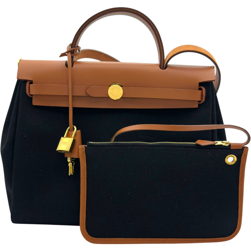 エルメス HERMES エールバッグジップPM W刻 ブラック ゴールド金具