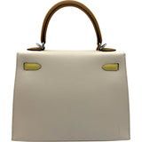 エルメス HERMES ケリー25 外縫い トリコロール Z刻 ナタ/ジョーヌプッサン/セサミ シルバー金具 エプソン レディース ハンドバッグ
