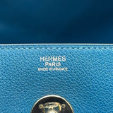 エルメス HERMES リンディ30 □R刻 ブルーイズミール シルバー金具 エバーカラー レディース ハンドバッグ