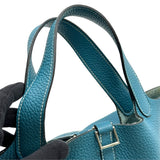 エルメス HERMES ピコタンロックPM □Q刻 ブルージーン シルバー金具 トリヨン レディース ハンドバッグ