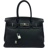 エルメス HERMES バーキン30 □J刻 ブラック シルバー金具 トリヨン レディース ハンドバッグ