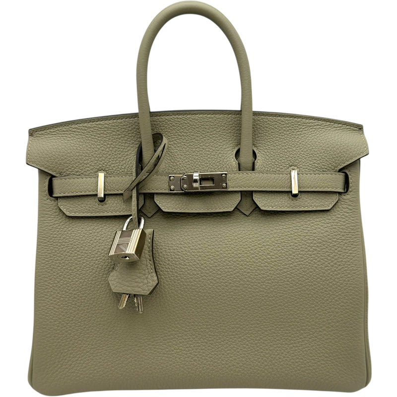エルメス HERMES バーキン25 Z刻 セージ シルバー金具 トゴ レディース