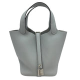 エルメス HERMES ピコタンロックPM K刻 ブルーグラシエ/シルバー金具 トリヨン レディース ハンドバッグ