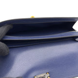 エルメス HERMES ケリーポケットロング W刻 ブルーサフィール シルバー金具/ゴールド金具 シェーブル レディース 長財布