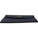 エルメス HERMES ケリーポケットロング W刻 ブルーサフィール シルバー金具/ゴールド金具 シェーブル レディース 長財布